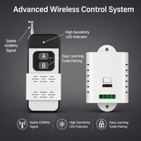 Télécommande universelle 433 MHz pour porte de garage, portail électrique 12 V, contrôleur sans fil à 2 boutons avec code d'apprentissage et lumière LED