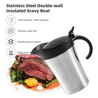 Bouillonnière en acier inoxydable à double paroi isolée de 400 ml et 800 ml avec poignée, distributeur de sauce pour le dîner à la maison, au restaurant, en cuisine