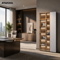 Armoire de bureau modulaire ATWOKA avec éclairage LED, classeur vertical et meuble de rangement