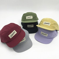 Casquette de camping 5 panneaux en nylon non structurée avec logo tissé personnalisé, ajustable, unisexe, pour hommes et femmes, pour sports de plein air, style Dad Hat