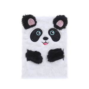 New Creative A5 Color Cartoon <b>Diary</b> Loose-Leaf Printed Cute Animal Cover Furry Plush Gift Notebook for Kids - Product Image 3