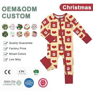Pyjamas en viscose de bambou pour bébé WEIWEI, Noël, fermeture éclair, vente en gros personnalisée, boîte mystère RTS, pyjamas en bambou pour enfants, ensemble imprimé dessin animé - Product Image 1