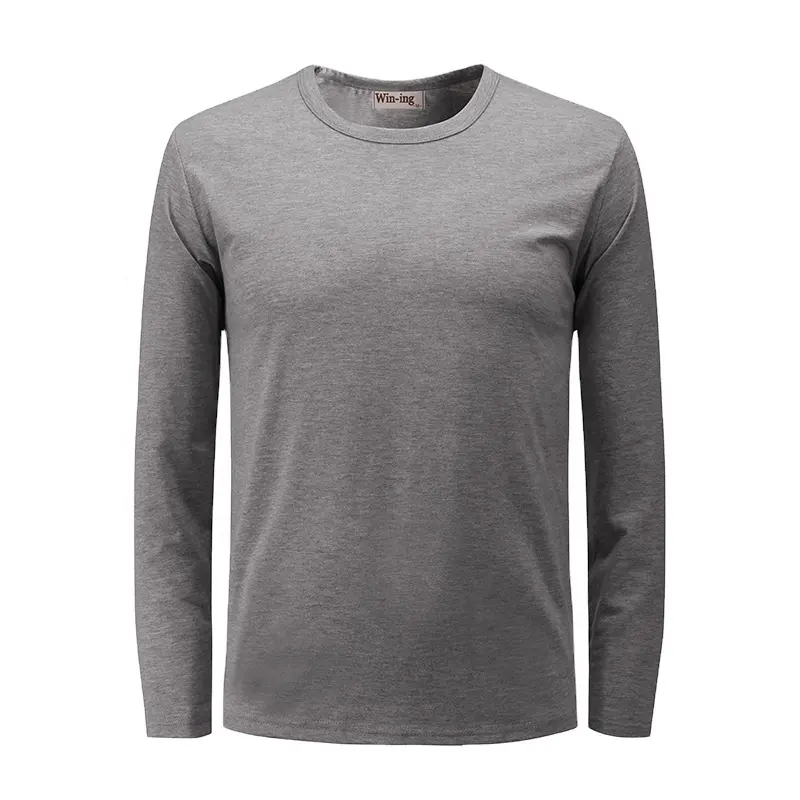 Fall Winter fashion pure cotton solid color round neck long sleeve T-shirt for men and women fashion sweate tshirts smart casual