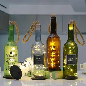 ユニークなカット赤ワインボトル屋外ソーラーランプクリスマスデコレーションギフトガラスウィッシングボトルバー用