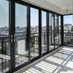 <span class=keywords><strong>Porte</strong></span> <span class=keywords><strong>coulissante</strong></span> en aluminium à double vitrage, profil étroit moyen, double <span class=keywords><strong>rail</strong></span>, moderne, pour patio extérieur - Product Image 4