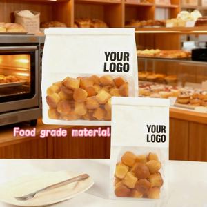 Sacs d'emballage personnalisés biodégradables pour produits de boulangerie avec fenêtres transparentes en papier kraft blanc et brun pour pain, gâteaux et aliments - Product Image 2
