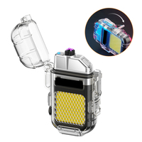 Étui Type C Rechargeable Coupe-Vent USB Briquet Plasma Double Arc Briquet Électrique Transparent Électronique Camping Cigarette