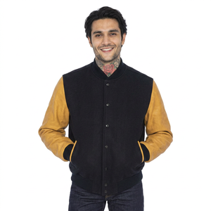 2025 High Quality Embroidery <b>Men</b> Leather Sleeves Varsity Jacket Custom Letterman Jacket for <b>Men</b> Street Wear Jacket For <b>Men</b> - Product Image 1