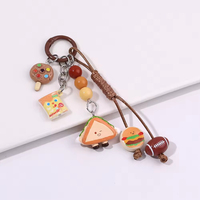 Ensemble de porte-clés mignons sur le thème de la nourriture avec breloques en forme de burger, de biscuits et de pâtisseries, porte-clés à cordon perlé, accessoires pour sacs, cadeaux pour les amateurs de cuisine