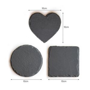 Sous-verres en ardoise naturelle noire carrée et ronde Gloway avec logo pour boissons - Vente en gros - Product Image 2