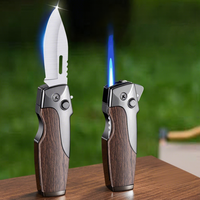 Briquet torche à gaz portable deux-en-un, coupe-vent, gonflable, personnalisé, en métal, pliable, pour l'extérieur, très populaire