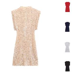 Robe à épaulettes en sequins élégante et tendance pour femmes, nouvelle collection automne - Product Image 1
