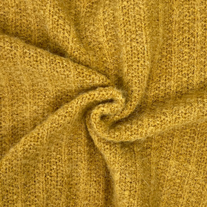 <strong>Women's</strong> Deep V-Neck Knitted Sweater <strong>Mustard</strong> Yellow Mohair-Like Fuzzy Pullover Vertical Seam Slouchy Ribbed <strong>Jumper</strong> - Product Image 4