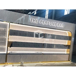 Di fascia alta negozio di profumi Interior Design Custom marmo legno profumo <span class=keywords><strong>Display</strong></span> vetrina decorazione da parete per negozio di bellezza - Product Image 5