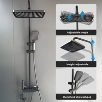 Ensemble de robinetterie de douche carrée murale moderne pour salle de bain, avec mitigeur de douche à effet pluie chaud et froid, style hôtel de luxe, fabriqué en Chine