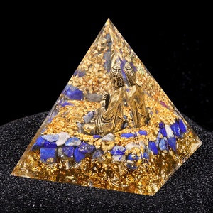 Ornamento Serie Buddha Elefante in Cristallo Naturale di Ametista e Lapislazzuli, Grande Piramide in Resina da 6 cm, Decorazione Religiosa Feng Shui in Lega - Product Image 6