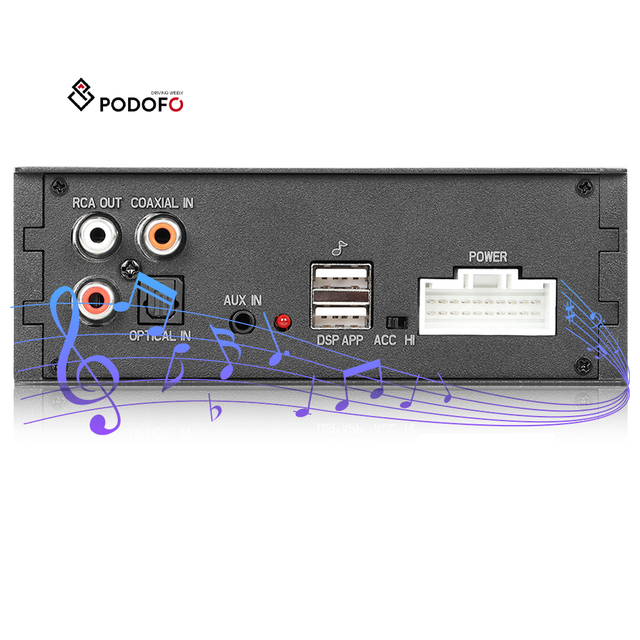 Podofo DSP Amplifier Car Stereo Audio DSP 4 Channel Sound Amplifier Android Mobile APP Control Bluetooth Music USB Playback OEM