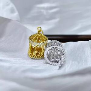 อุปกรณ์ทำเครื่องประดับมุก DIY 31365 จี้เงินแท้ S925 พร้อมกรงสวยงามสำหรับใส่ลูกปัดกลมขนาด 8-10 มม. แบบไม่มีรู - Product Image 3