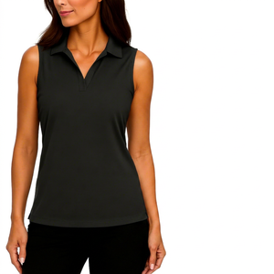 Mélange de coton bambou tricoté solide femmes sans manches chemise de sport décontracté Golf Tennis refroidissement séchage rapide écologique - Product Image 1