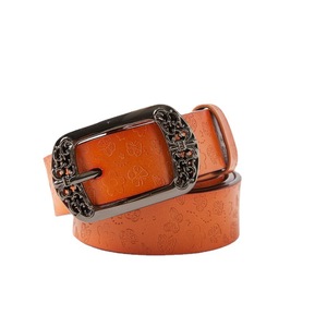 Ceinture en cuir de vache véritable avec motif papillon sculpté, boucle rectangulaire, pour femme, décontractée, rouge, noir, blanc, café, camel, Tiyo - Product Image 4