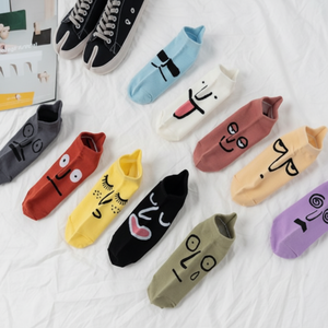 Juncap Femme Adulte Étudiant Femme Cheville Chaussettes Printemps Eté Automne Geek Expression 2 Chaussettes Femme - Product Image 1