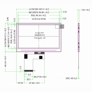 Chi phí-hiệu quả 4.3 "TTL LCD module 24-bit màu sắc, 0.198 mét sân tốt, 3.0 mét cơ thể mỏng cho người tiêu dùng điện tử OEM - Product Image 4