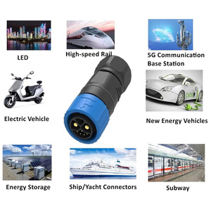 Connecteur LED d'alimentation étanche M23 IP67 50A 300V à verrouillage rapide par poussé<span class=keywords><strong>e</strong></span>, montage sur panneau, <span class=keywords><strong>2</strong></span>+4/<span class=keywords><strong>2</strong></span>+1+5 broches, contacts en cuivre nickelé, nylon - Product Image 3