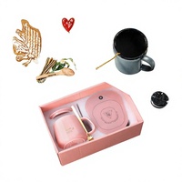 Mug à café en céramique personnalisé avec logo, ensemble cadeau, couvercle à contrôle de température intelligent, cuillère, sans BPA, 401-500 ml, vente chaude