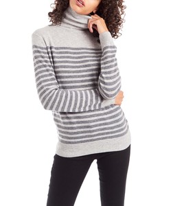 100% bon cachemire de haute <span class=keywords><strong>qualité</strong></span> <span class=keywords><strong>col</strong></span> <span class=keywords><strong>roulé</strong></span> <span class=keywords><strong>pull</strong></span> à rayures <span class=keywords><strong>pull</strong></span> tricoté pour femmes - Product Image 1