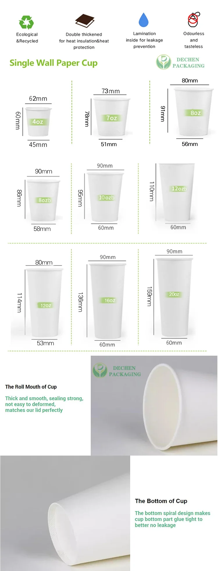 Cold Cup Pe Coated Disposable Paper Cups With Lids