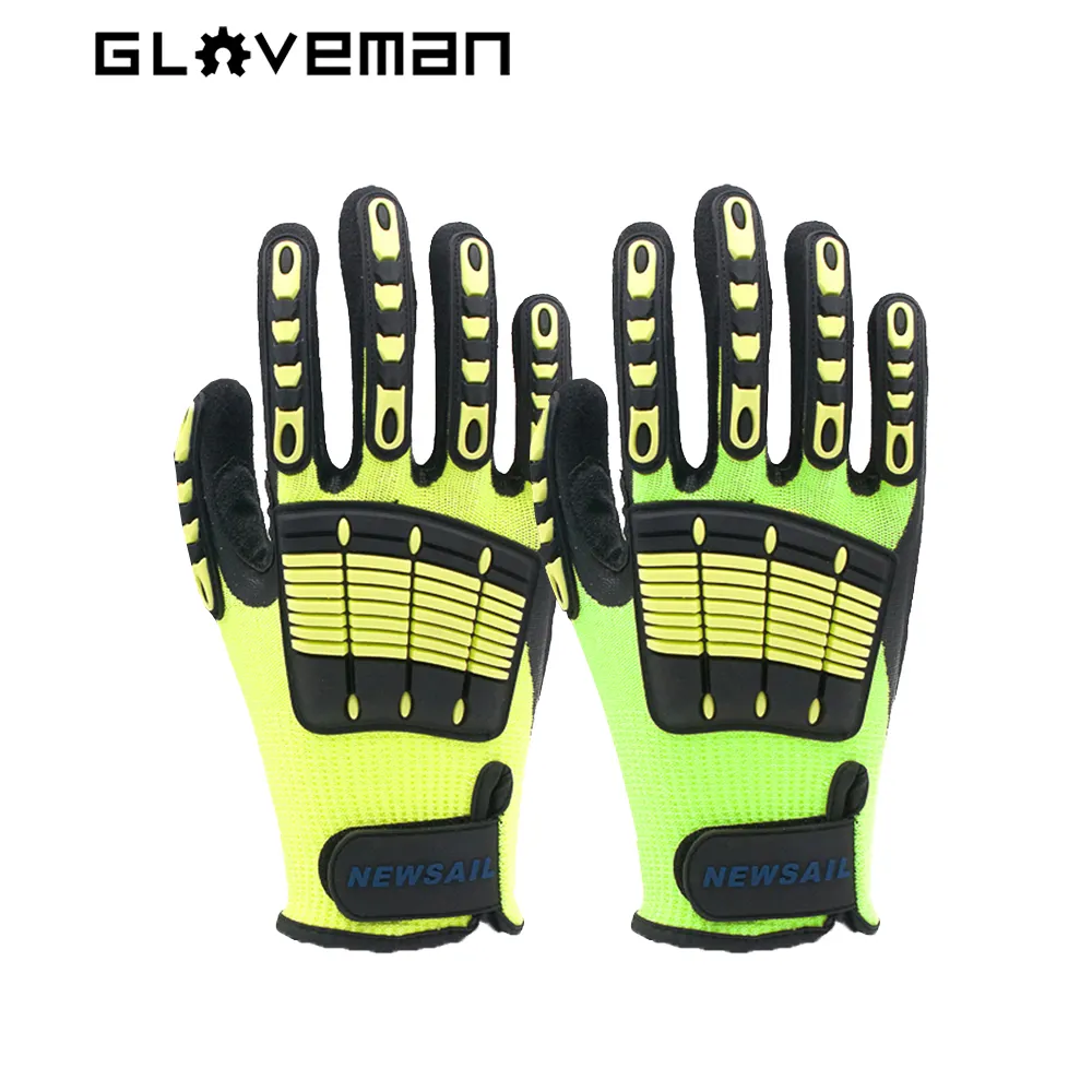 GLOVEMAN gants résistants enduits de nitrile TPR anti impact gréeur industrie construction sécurité travail antidérapant tricoté trempage gants
