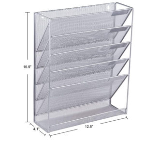 Organiseur de fichiers <span class=keywords><strong>mural</strong></span> à 5 niveaux, étagère de rangement de documents en fer forgé pour le bureau et la maison, <span class=keywords><strong>porte</strong></span>-fichiers robuste - Product Image 5