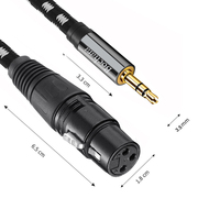 Bochara Tressé 3.5mm Stéréo Jack Mâle à Double XLR Femelle OFC Aux Audio Câble Feuille + Tressé Blindé pour Amp Mixer Haut-parleurs