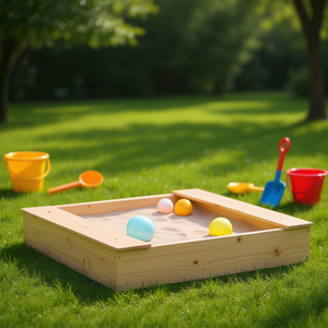Square Sandpit Natural Solid Pine <b>Wood</b> Playpen For Kids Durable <b>Rustic</b> Design Medium Size - Product Image 2