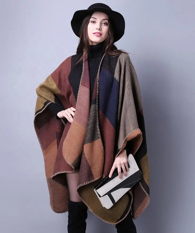 Новый осенний и зимний шарф, дикая решетка, Женская дорожная шаль, кашемировый утепленный плащ в этническом стиле
