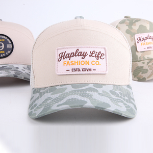 <span class=keywords><strong>Casquette</strong></span> de baseball trucker personnalisée à 5 panneaux, profil haut, en coton, avec dos en maille, motif camouflage, impression par sublimation, visière pré-courbée - Product Image 5