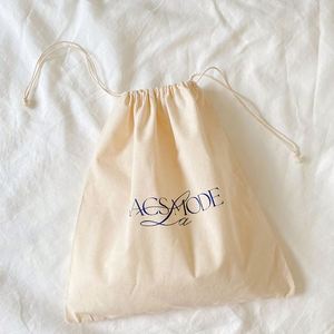 Low MOQ 100% Organic Cotton <b>Drawstring</b> <b>Pouch</b> Bag Natural Cotton Storage Bag Reusable Pure Cotton Gift Bag With Printed Logo - Product Image 2