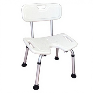 Silla de Ducha Médica de Aluminio KJT Color Mate con Respaldo de Plástico y Asiento en Forma de U, Ajustable en 8 Niveles de Altura, Capacidad de 100 kg, OEM, Suministro de Foshan - Product Image 1
