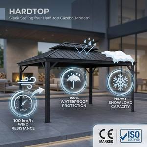 Gazebo de Aluminio de Lujo para Exteriores, Techo Rígido Impermeable, Pabellón de Jardín, Pérgola Permanente <span class=keywords><strong>con</strong></span> <span class=keywords><strong>Cortinas</strong></span> y Mosquitera - Product Image 5