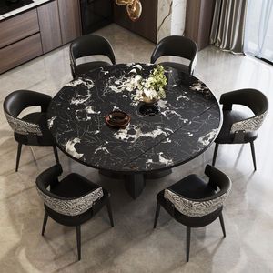 Juego de Mesa y Sillas de <span class=keywords><strong>Comedor</strong></span> Extensible y Plegable de Mármol Natural Estilo Minimalista Italiano para Apartamentos Pequeños, Muebles para el Hogar - Product Image 1