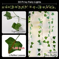 Ranken-Lichterkette 5m50 LED Pothos Lichterkette mit Fernbedienung Retro Warmweiß Weihnachten für Schlafzimmer Wand Garten Wohnheim Dekoration