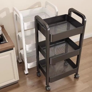 Storage Cart Multi Tier Mobile <b>Shelves</b> With Casters For Kitchen Bathroom PP Plastic Easy Cleaning Rectangle Standing Type - Product Image 3