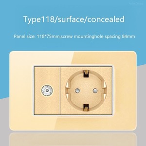 Prise murale double USB type C en verre trempé, norme européenne, avec interrupteur et trois prises de courant - Product Image 4