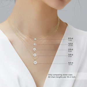 Regali da donna <span class=keywords><strong>con</strong></span> certificazione per gioielli in Moissanite 925 in argento Sterling placcato in oro 14K <span class=keywords><strong>collana</strong></span> <span class=keywords><strong>con</strong></span> ciondolo <span class=keywords><strong>con</strong></span> diamanti <span class=keywords><strong>solitario</strong></span> da laboratorio - Product Image 3