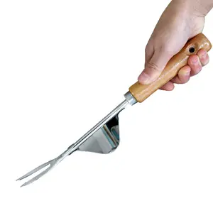 Wood Handle Stainless Steel Garden Weeder Hand Weeding Removal Cutter Tools Multifunction Weeder Transplant Garden Tool