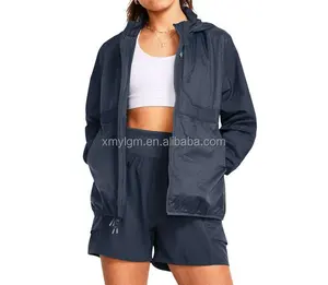 UPF 50 + 자외선 차단제 소프트 쉘 방수 여름 여성 스포츠 러닝 셰이프웨어 하이킹 접이식 보관 재킷