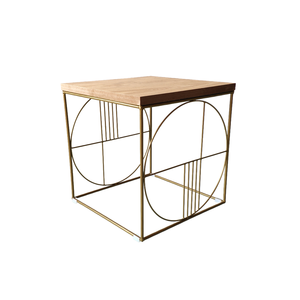 Table basse décorative moderne de luxe en bois fait main avec plateau en métal, accent d'angle pour salon - Product Image 2