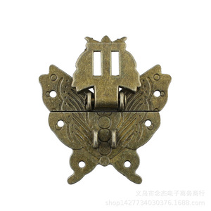 Butterfly Shape Antique Clasp Zinc Alloy 60x32mm Keyless Furniture Lock Chinese Style - Product Image 3