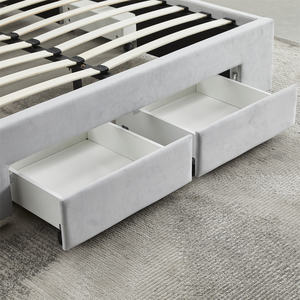 Cama tapizada con mechones asequible con cajones de almacenamiento grandes, marco de cama de muebles de dormitorio moderno - Product Image 5