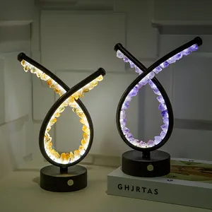 천연 자수정/황수정 침실 야간 조명 램프 크리스탈 클러스터 램프 홈 장식 치유 Crysta 할로윈 선물